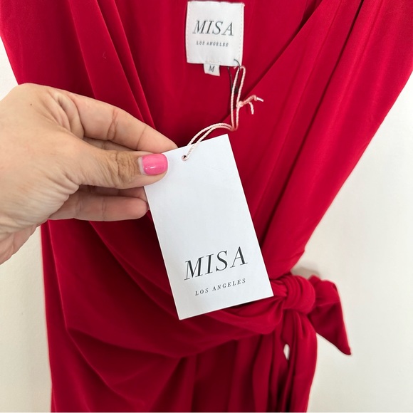NWT MISA Los Angeles Veronica Wrap Dress in Red - Picture 7 of 10